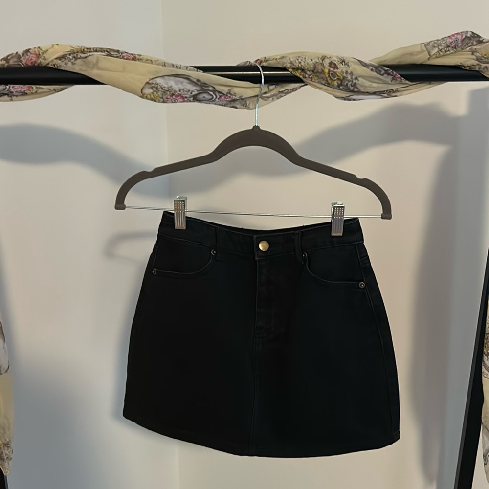 Black denim skirt